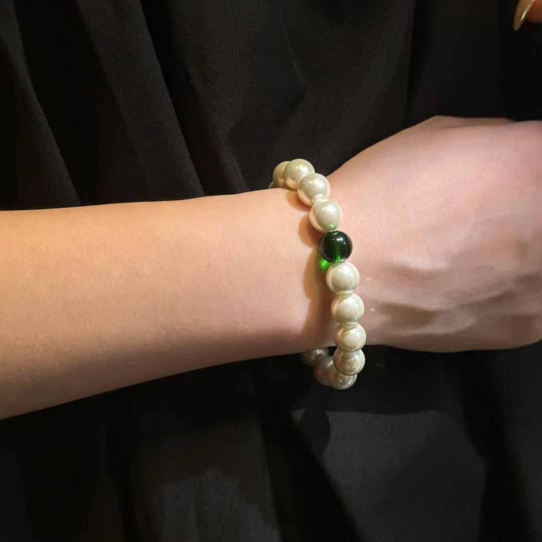 Imitation pearl glass bead new Chinese green bracelet