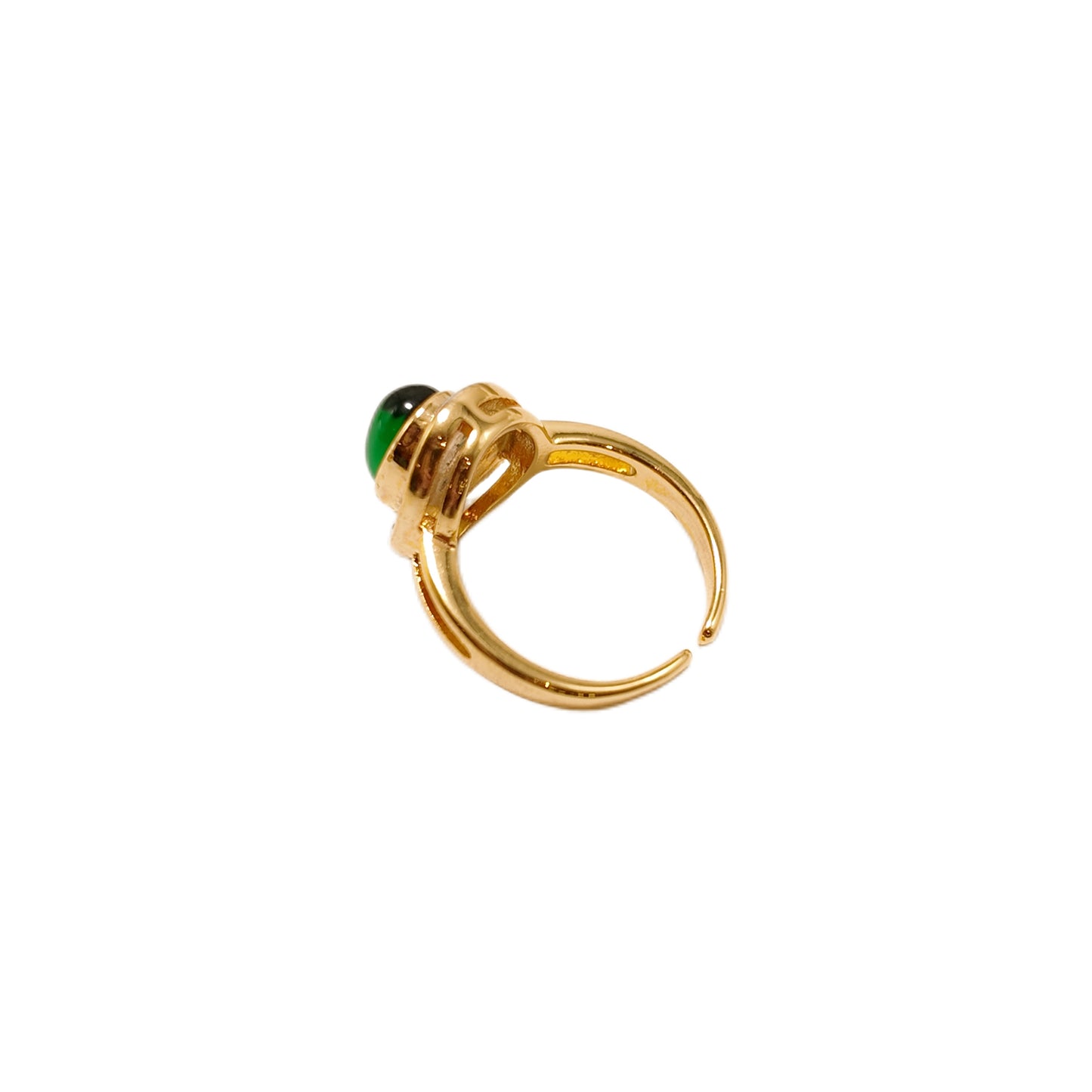 "Emerald Wreathed in Gold" green glazed diamond inlaid open-ended ring with a palace retro style