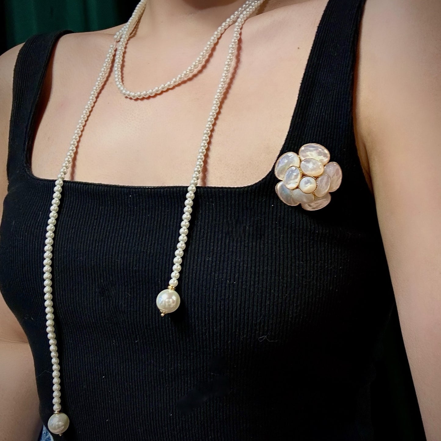 Long imitation pearl necklace with multiple layers and multiple ways of wearing retro and fashionable