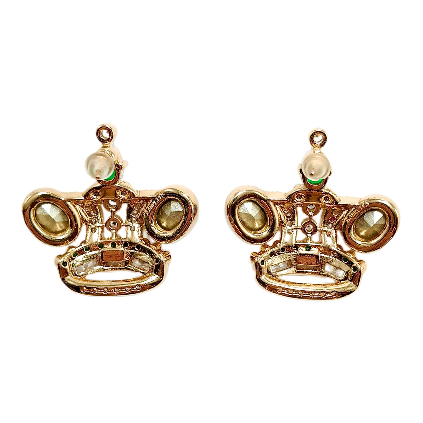 Vintage Crown Earnail Earclip in Two Styles Red and Green Glass Splicing Gorgeous Palace Vintage
