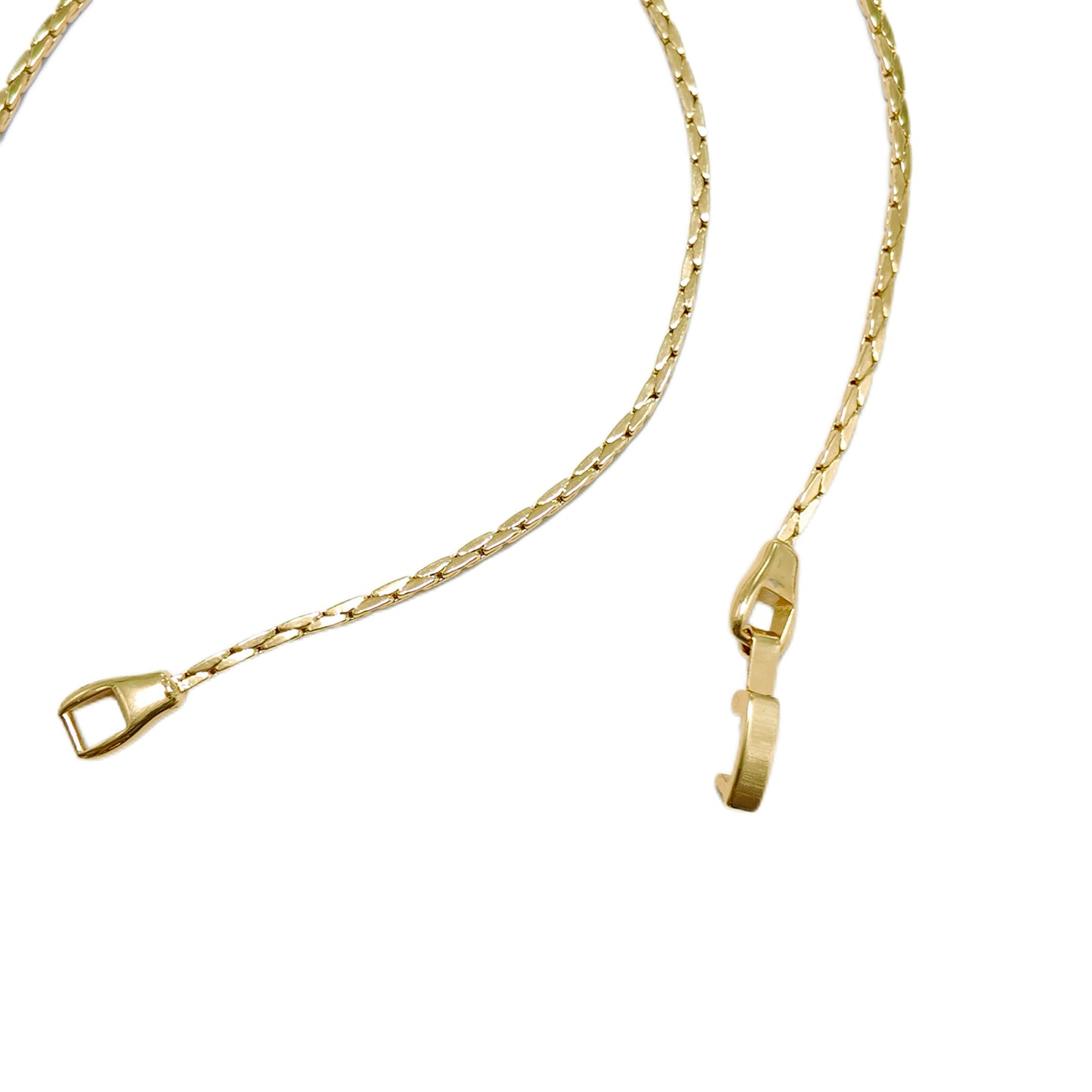 Vintage snake bone fine necklace with green cloud patterned glass extension chain design court retro