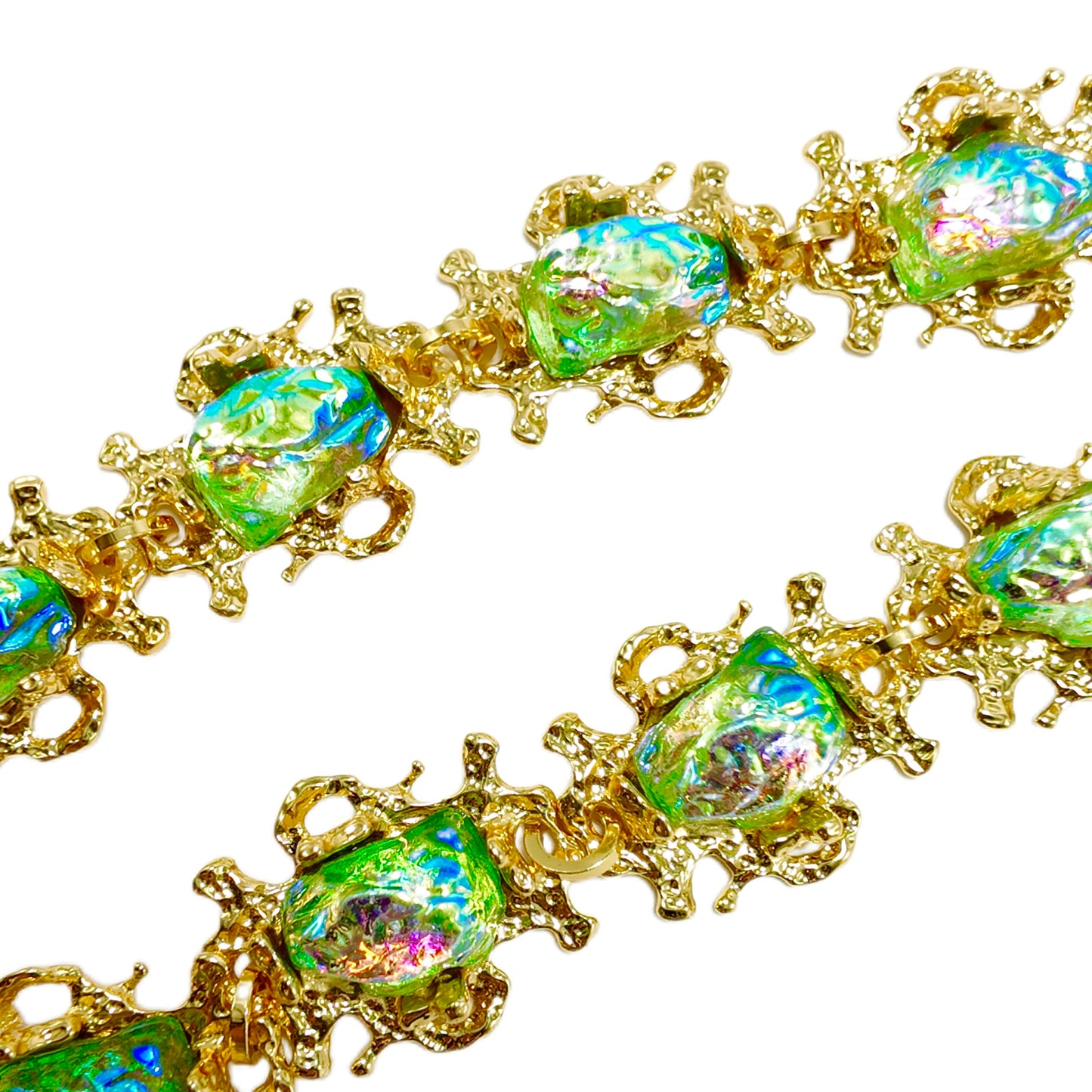 Gavilane Retro King Green Glass Heavy Industry Necklace Gorgeous Palace Retro