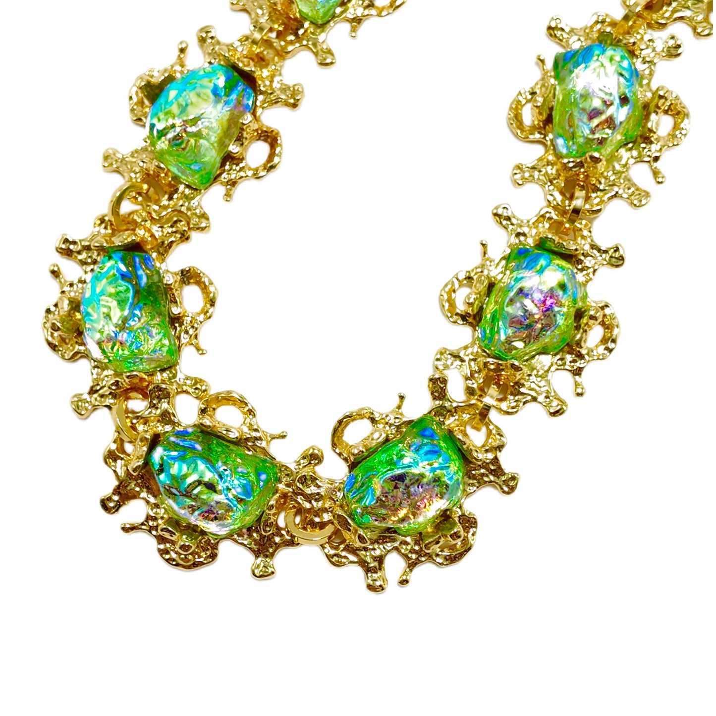 Gavilane Retro King Green Glass Heavy Industry Necklace Gorgeous Palace Retro