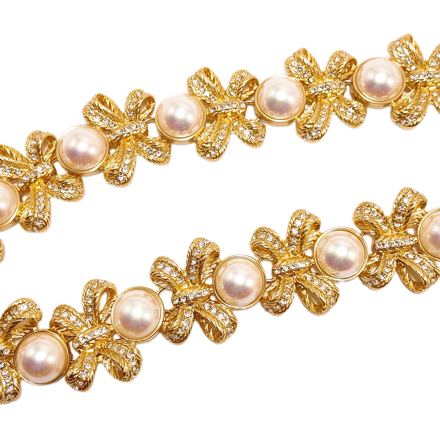 Vintage bow imitation pearl necklace with multiple patchwork designs gorgeous palace retro style