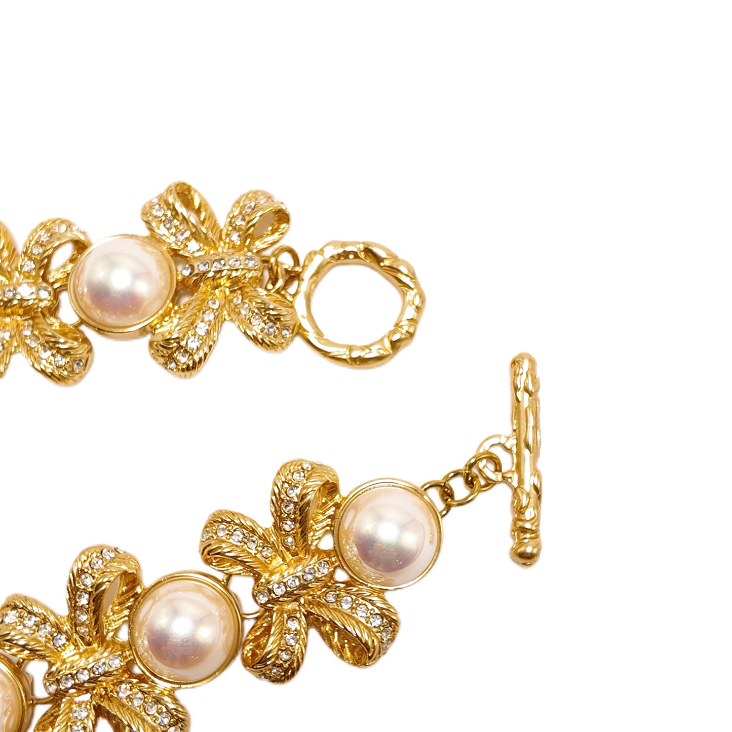 Vintage bow imitation pearl necklace with multiple patchwork designs gorgeous palace retro style