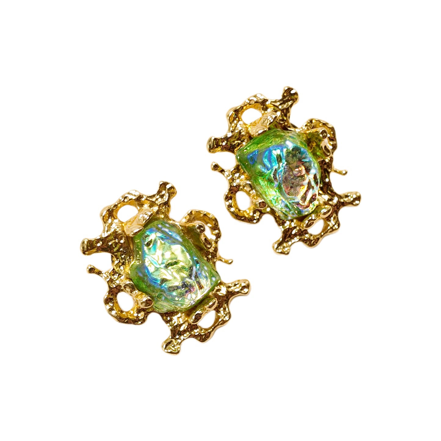 Gavilane the King of Retro Chaparelli Green Aurora Glass Earclip Palace Retro Style