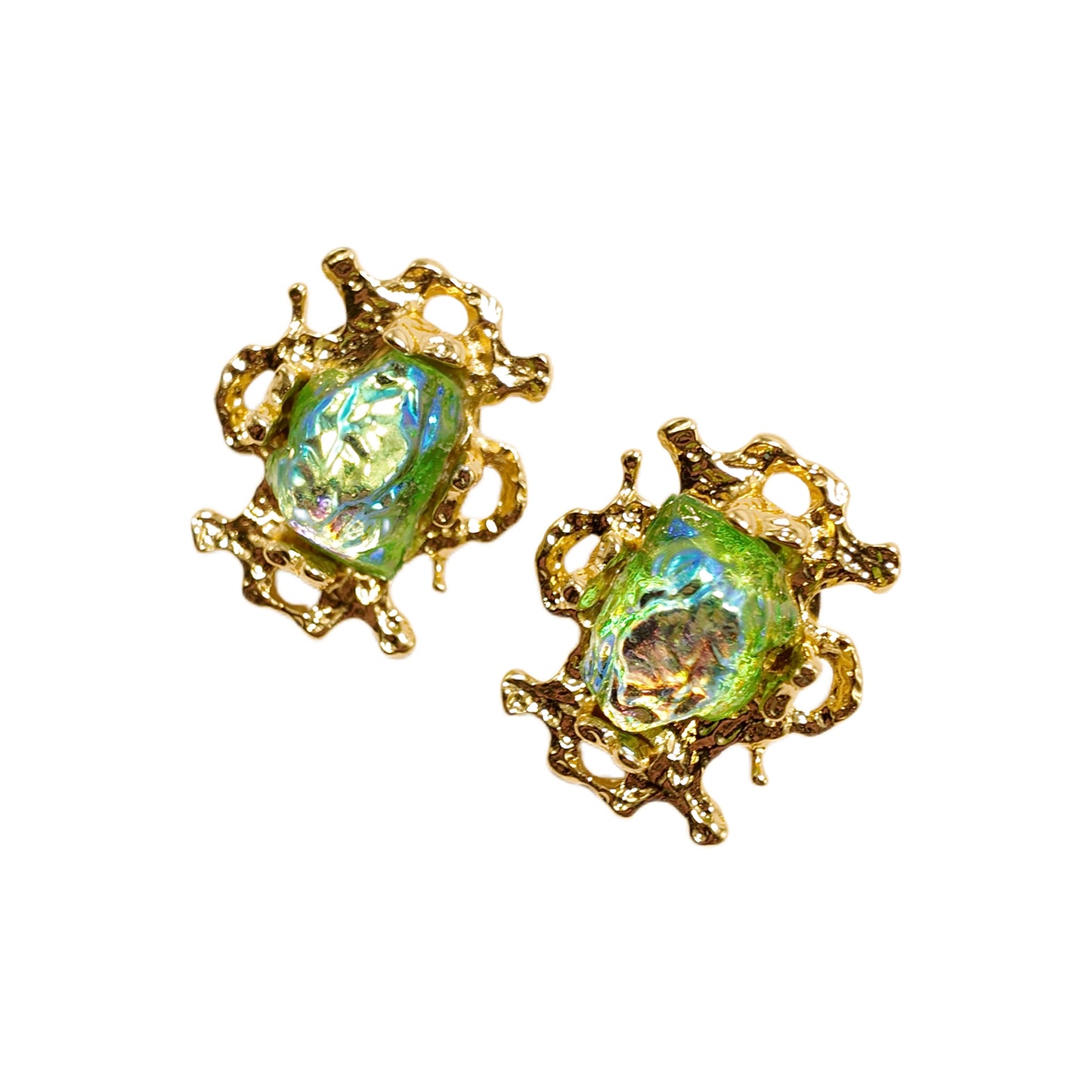 Gavilane the King of Retro Chaparelli Green Aurora Glass Earclip Palace Retro Style