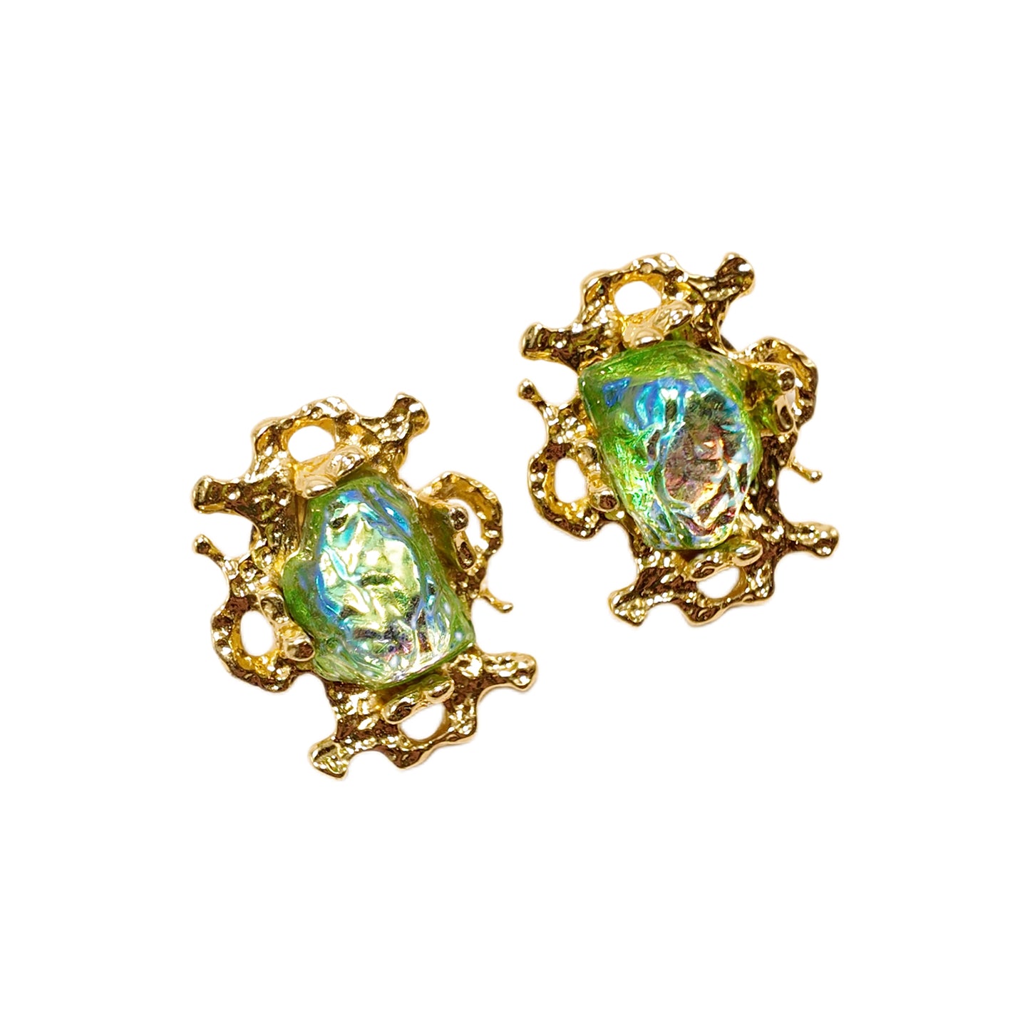 Gavilane the King of Retro Chaparelli Green Aurora Glass Earclip Palace Retro Style
