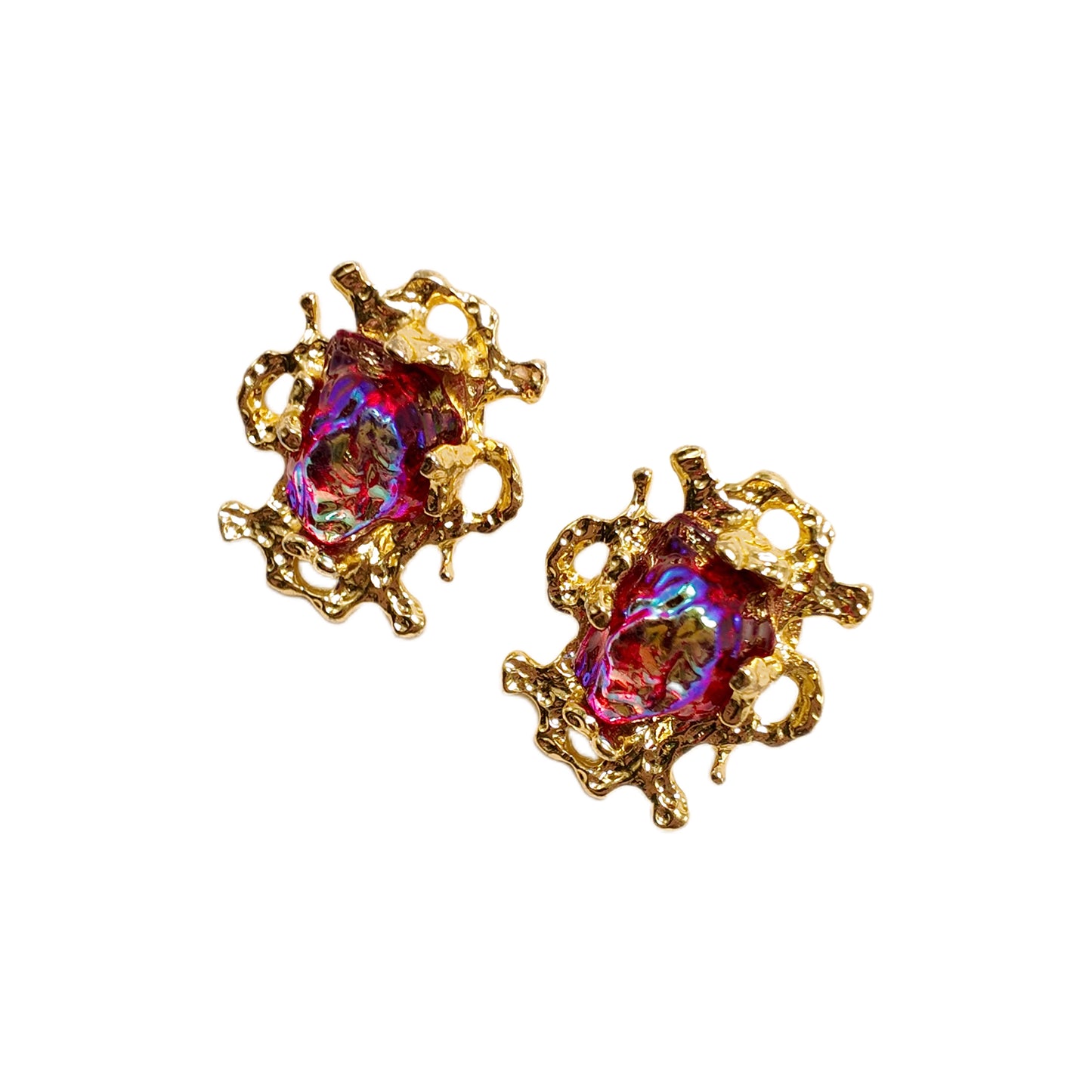 Gavilane the King of Retro Chaparelli Red Aurora Glass Earclip Palace Retro Style