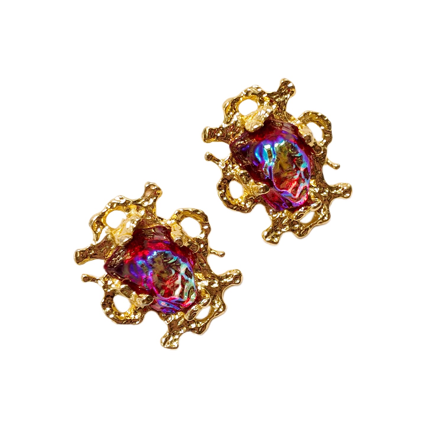 Gavilane the King of Retro Chaparelli Red Aurora Glass Earclip Palace Retro Style