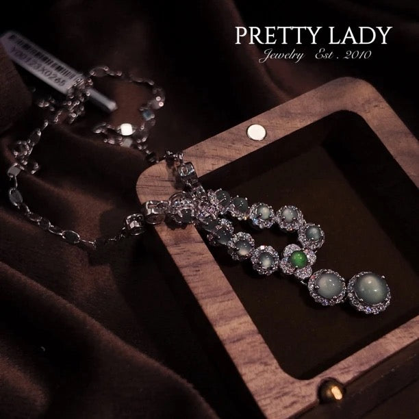 Natural jade green necklace S925 pure silver niche exquisite retro