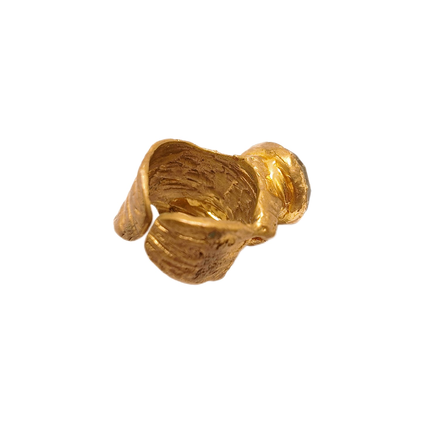 Vintage British 1960s Natural Stone Brass Open Ring, Three Dimensional Butterfly Palace Vintage Style