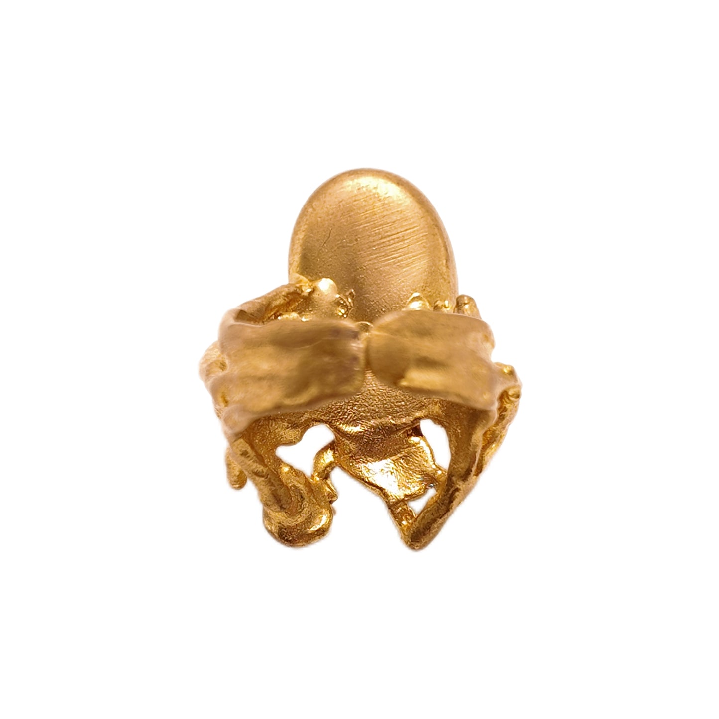 Vintage British 1960s Red Natural Stone Brass Open Ring Turtle Three Dimensional Surrounding Palace Vintage Style