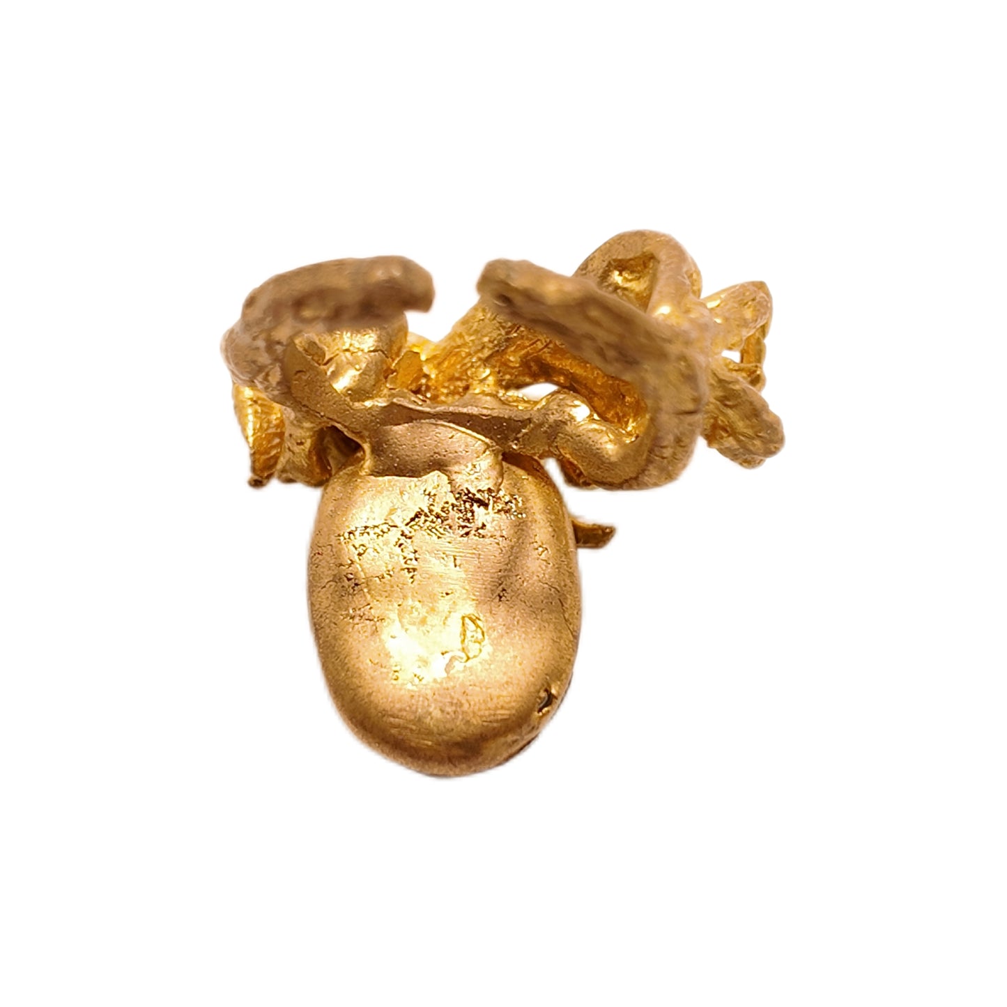 Vintage British 1960s Natural Stone Brass Ring Mermaid Flower Palace Vintage Style