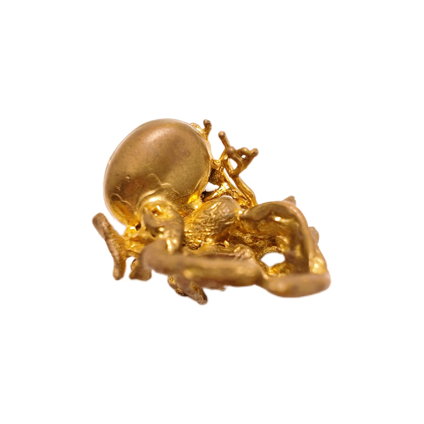 Vintage British 1960s Natural Stone Brass Open Ring Mermaid Three Dimensional Surrounding Palace Vintage Style