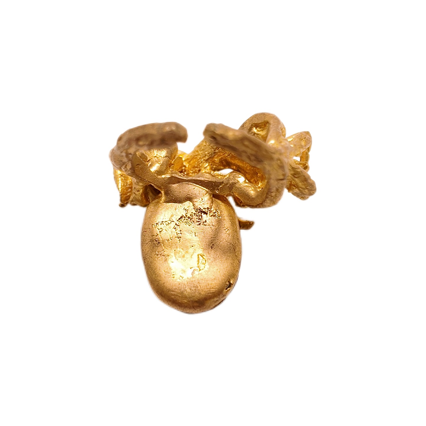 Vintage British 60s Natural Stone Brass Open Ring Mermaid Sea Star Relief Palace Vintage Style