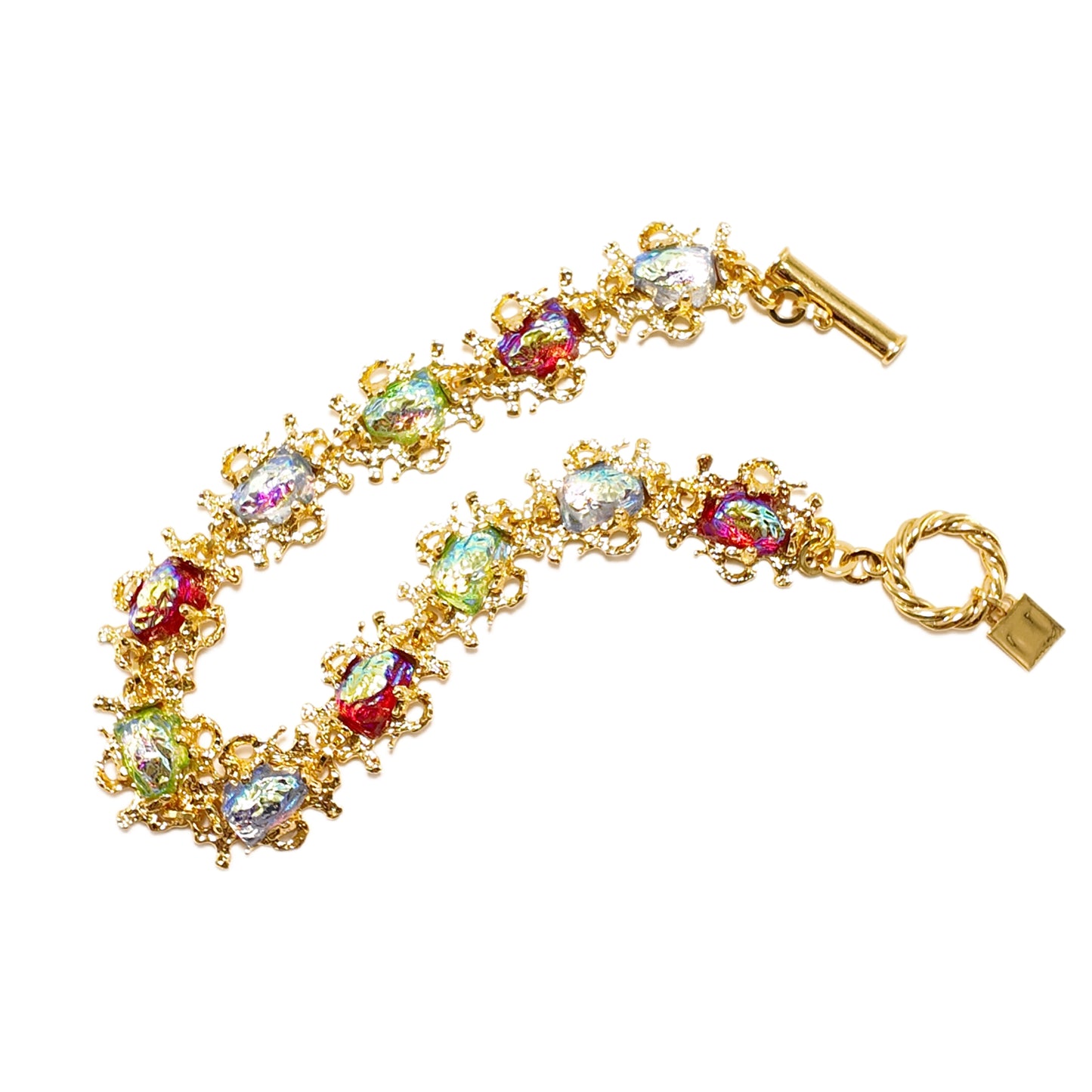 Gavilane Retro King Red, Blue, and Green Three Color Necklace Splicing Glass Aurora Lava Palace Retro