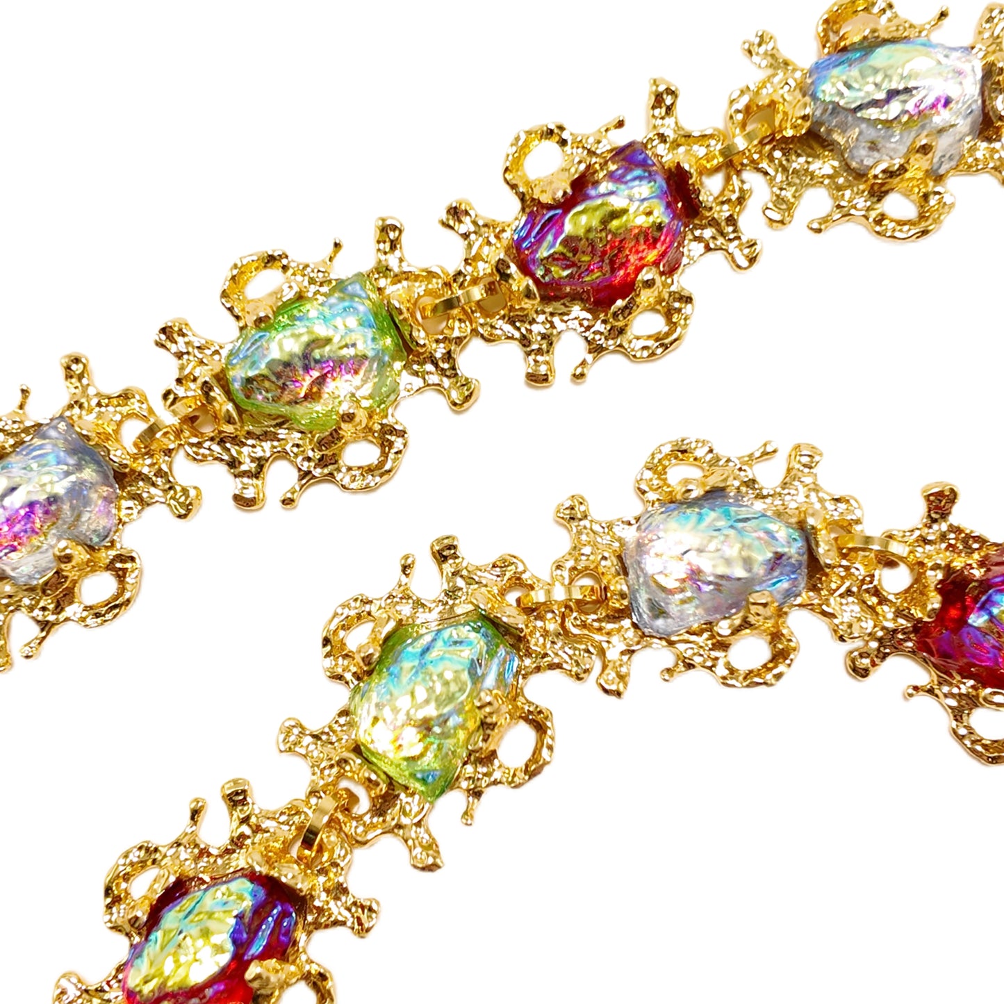 Gavilane Retro King Red, Blue, and Green Three Color Necklace Splicing Glass Aurora Lava Palace Retro