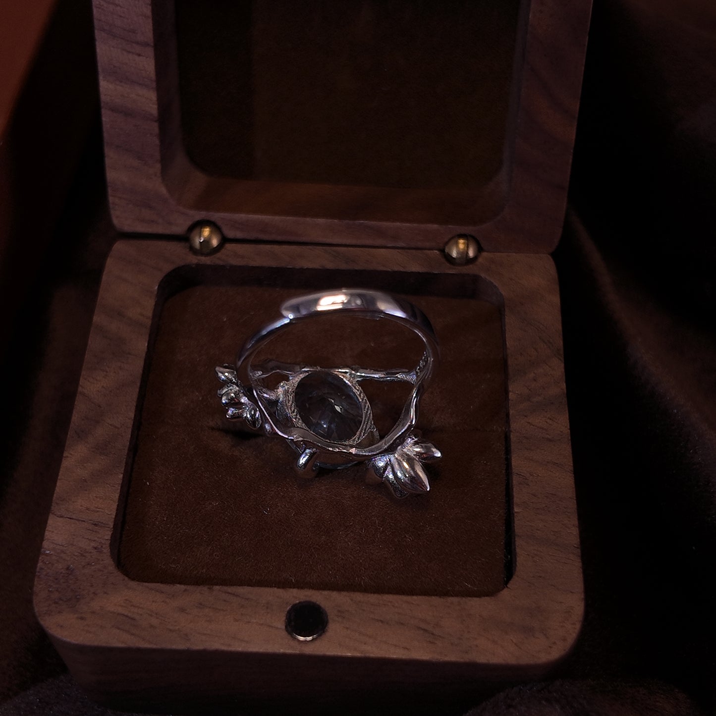 Natural Topaz Open Ring S925 Pure Silver Light Blue Oval Three Dimensional Lotus Surrounding the Palace Retro