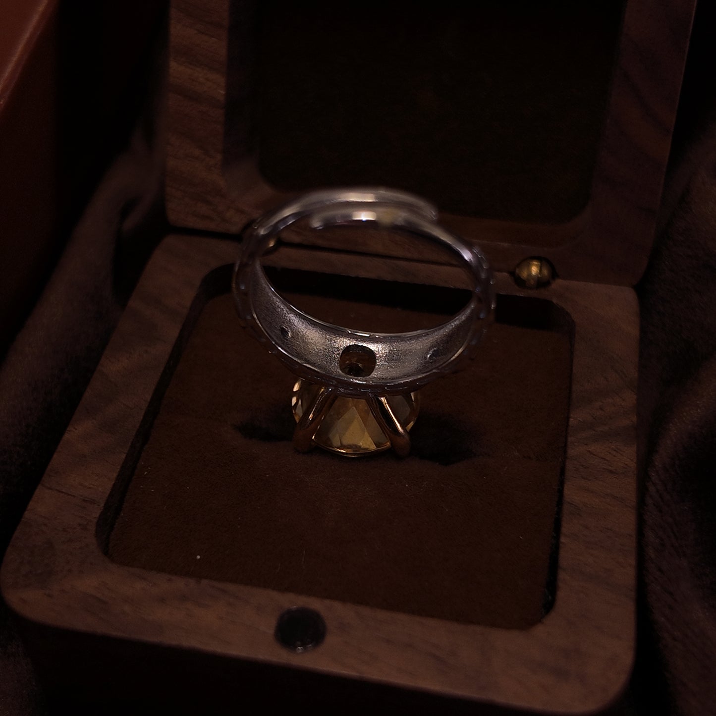 Natural citrine split ring S925 pure silver three-dimensional large diamond purple zircon inlaid with palace retro