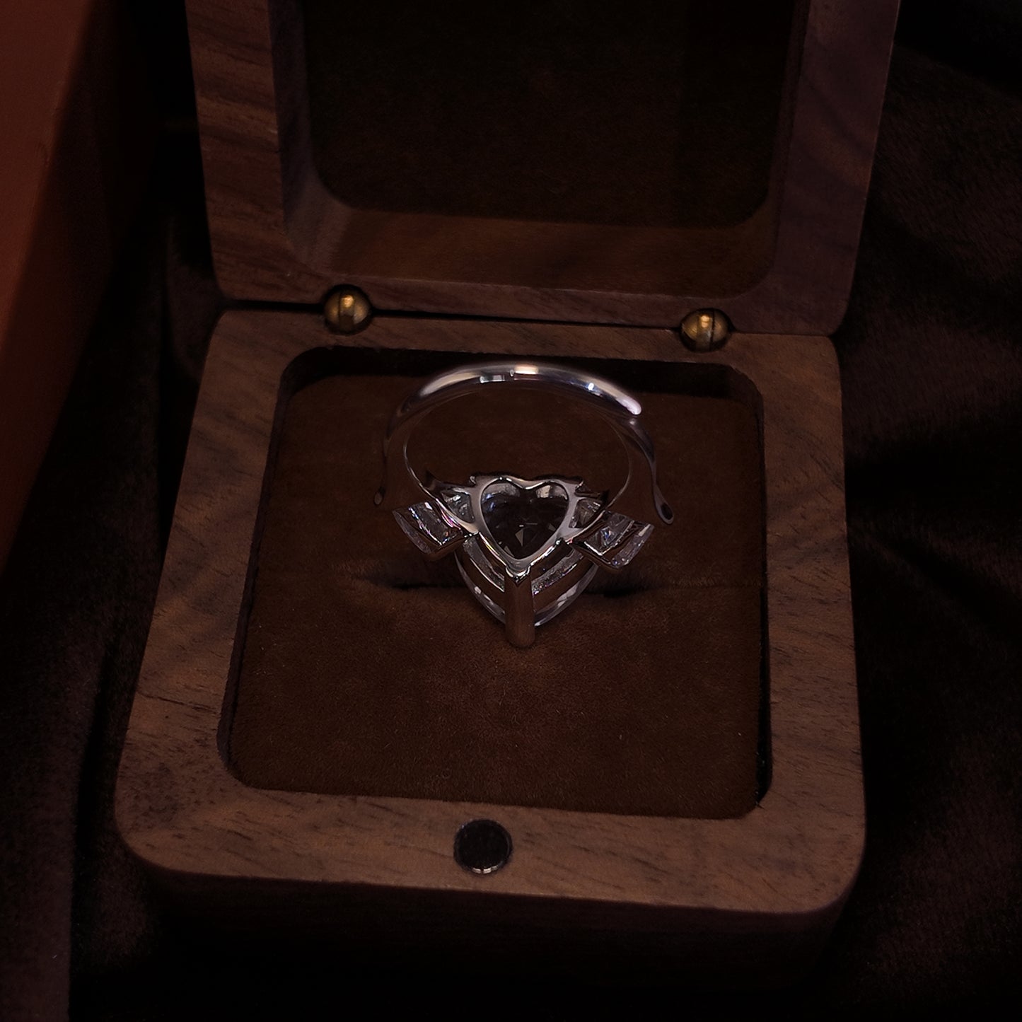 Natural crystal split ring S925 pure silver white heart pure and transparent simple palace retro