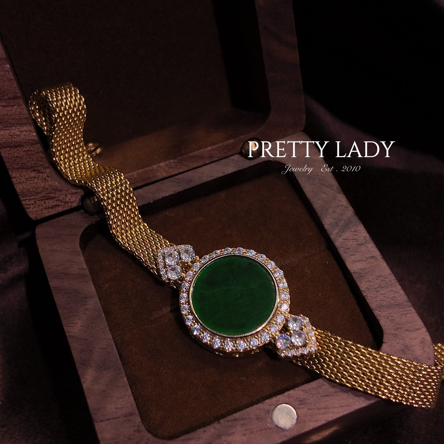Natural Jadeite A-grade Bracelet S925 Pure Silver Green Dial Design Palace Retro