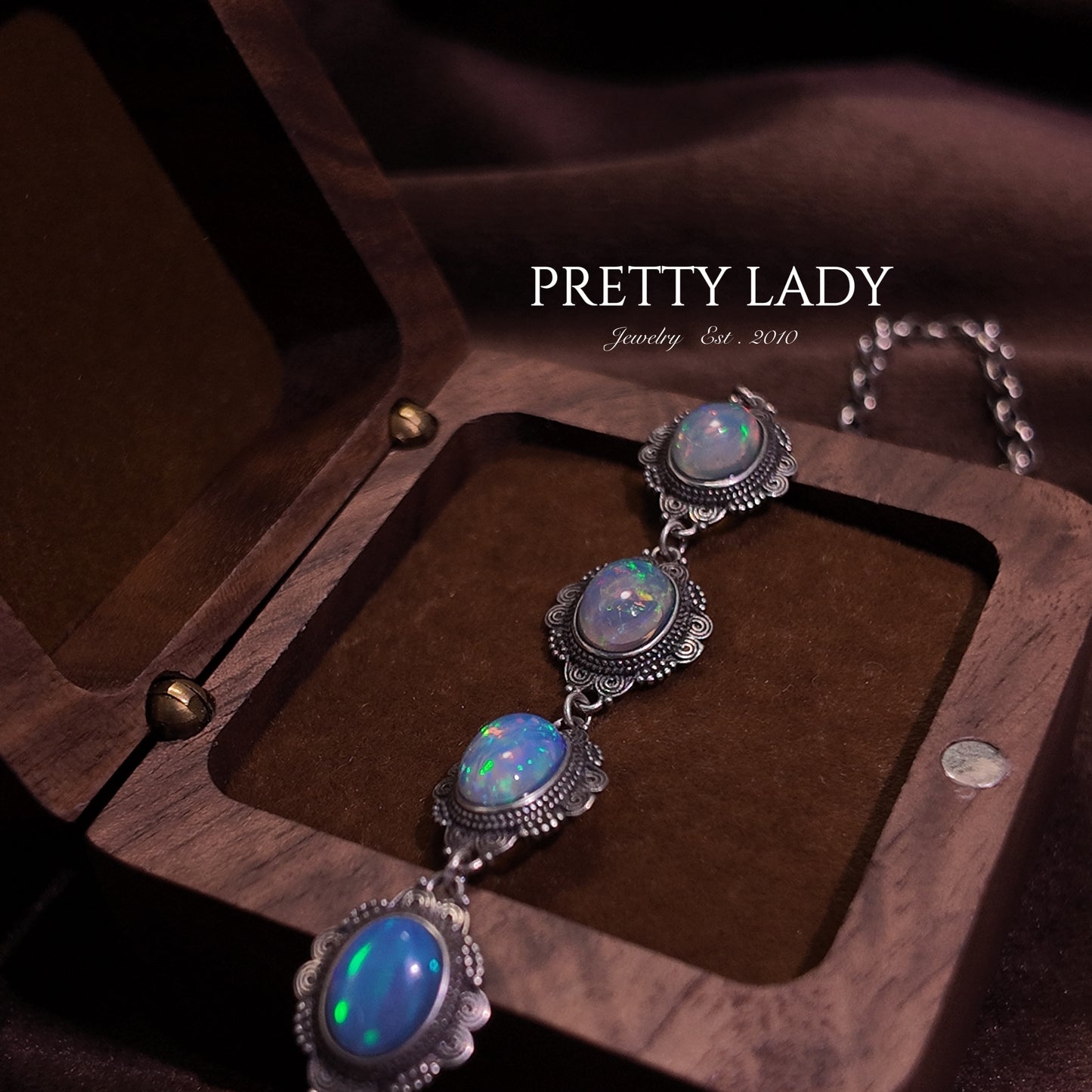 Natural Opal Stone Bracelet S925 Solid Silver Oval Colorful Design Palace Retro