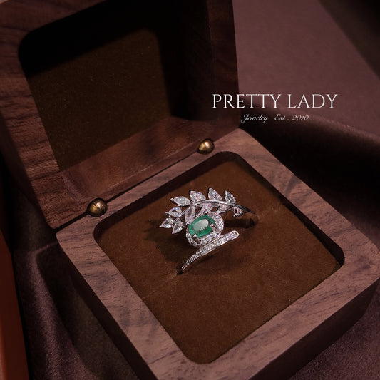 Natural emerald open ring S925 pure silver bell orchid niche exquisite retro