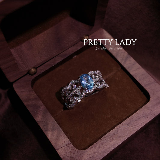 Natural Topaz Open Ring S925 Pure Silver Blue Lace Lace Small and Exquisite Vintage
