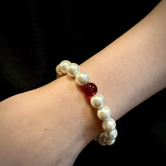 Imitation pearl glass bead new Chinese red bracelet