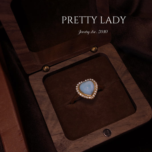 Natural Needle Sodium Calcium Stone Open Ring S925 Pure Silver Blue Heart Set with Diamond Palace Vintage