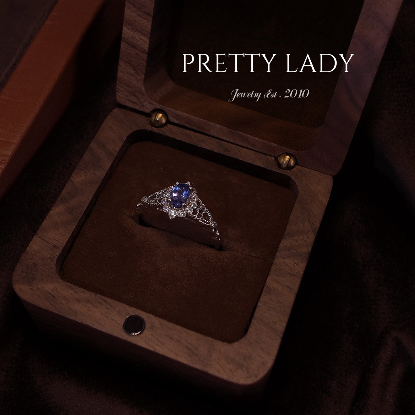 Natural Tanzanite Open Ring S925 Pure Silver Purple Elliptical Flower Set with Diamond Edged Hollow Design Palace Retro