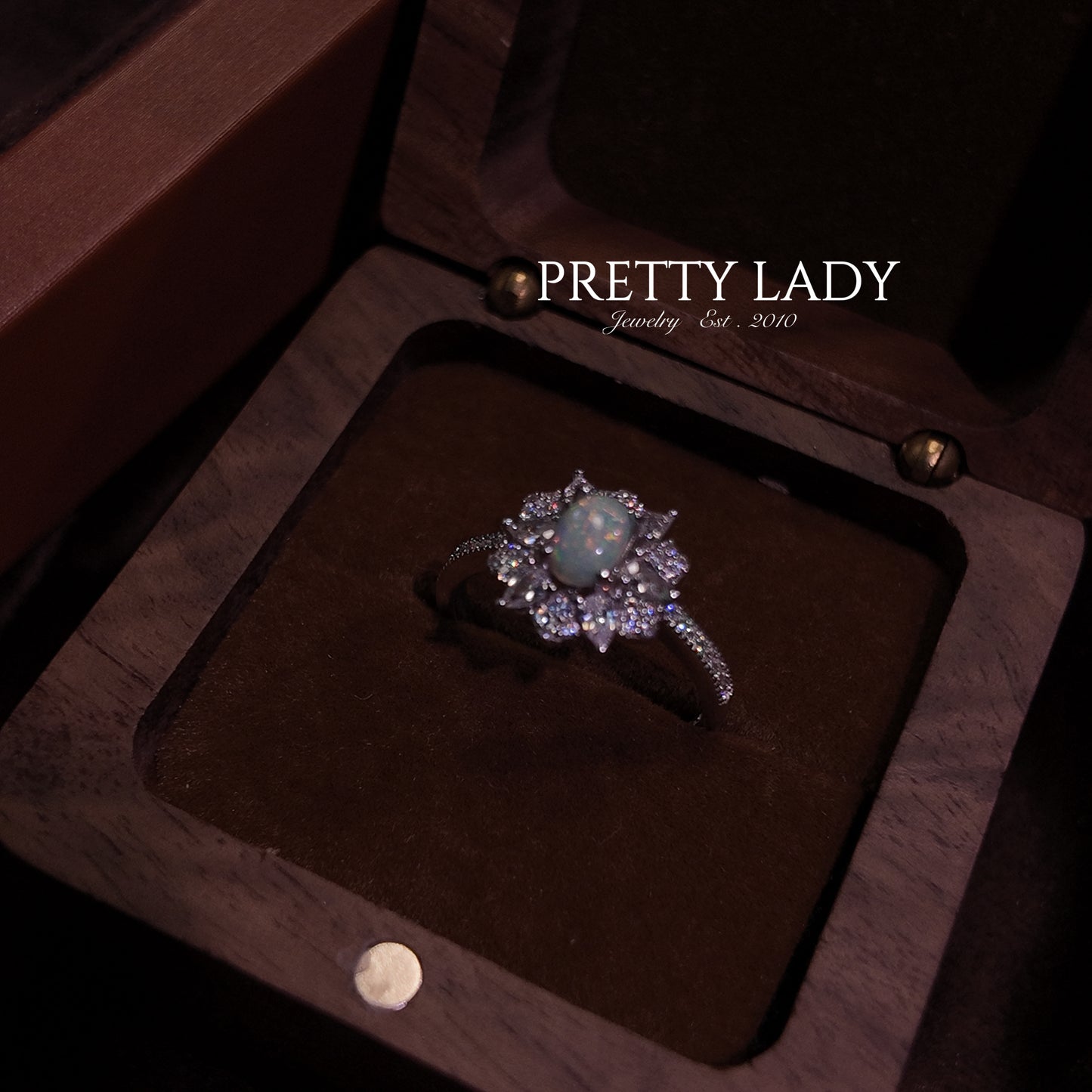 Natural Opal Stone Open Ring S925 Pure Silver Sunflower Shaped Inlaid Palace Vintage