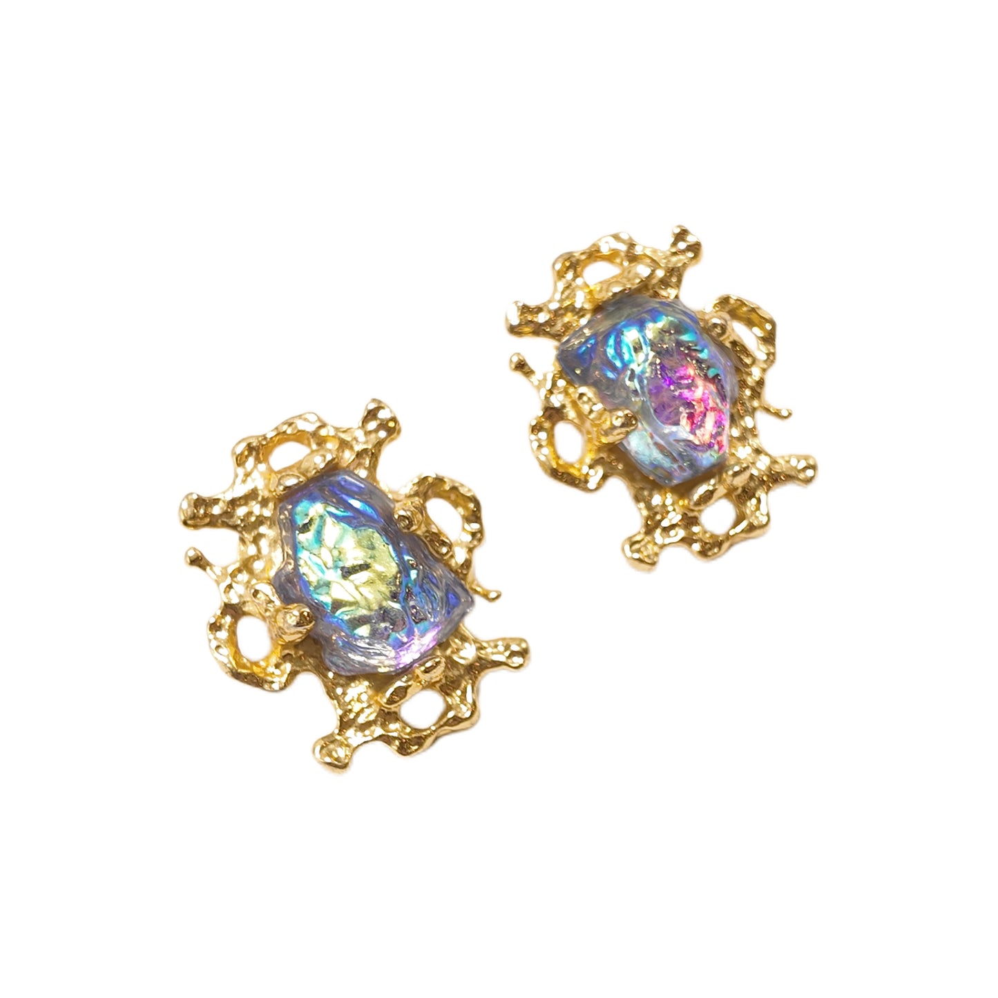 "Lava Blue Glass Glow"Gavilane the King of Retro Chaparelli Blue Aurora Glass Earclip Palace Retro Style