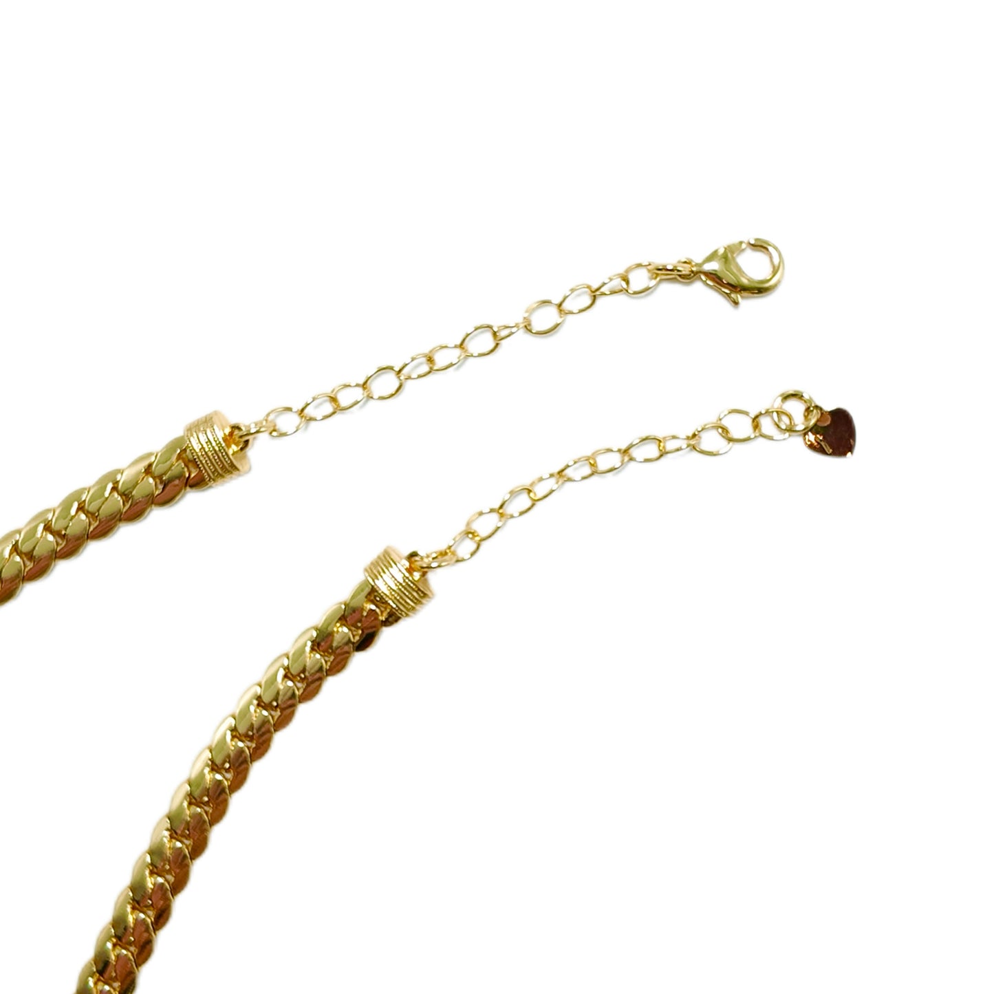 Vintage snake bone necklace with red cloud patterned glass extension chain design court retro