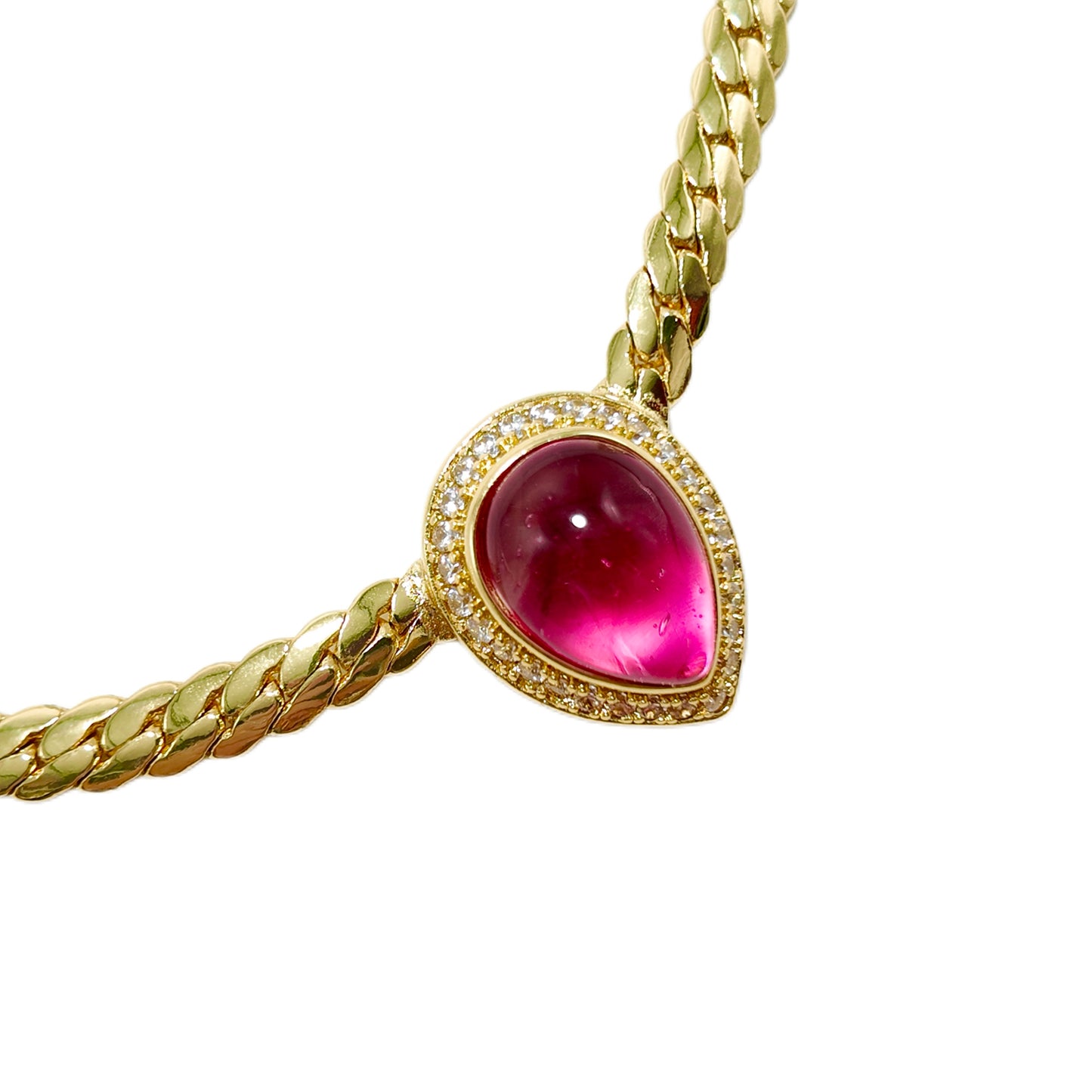 Vintage snake bone necklace with red cloud patterned glass extension chain design court retro