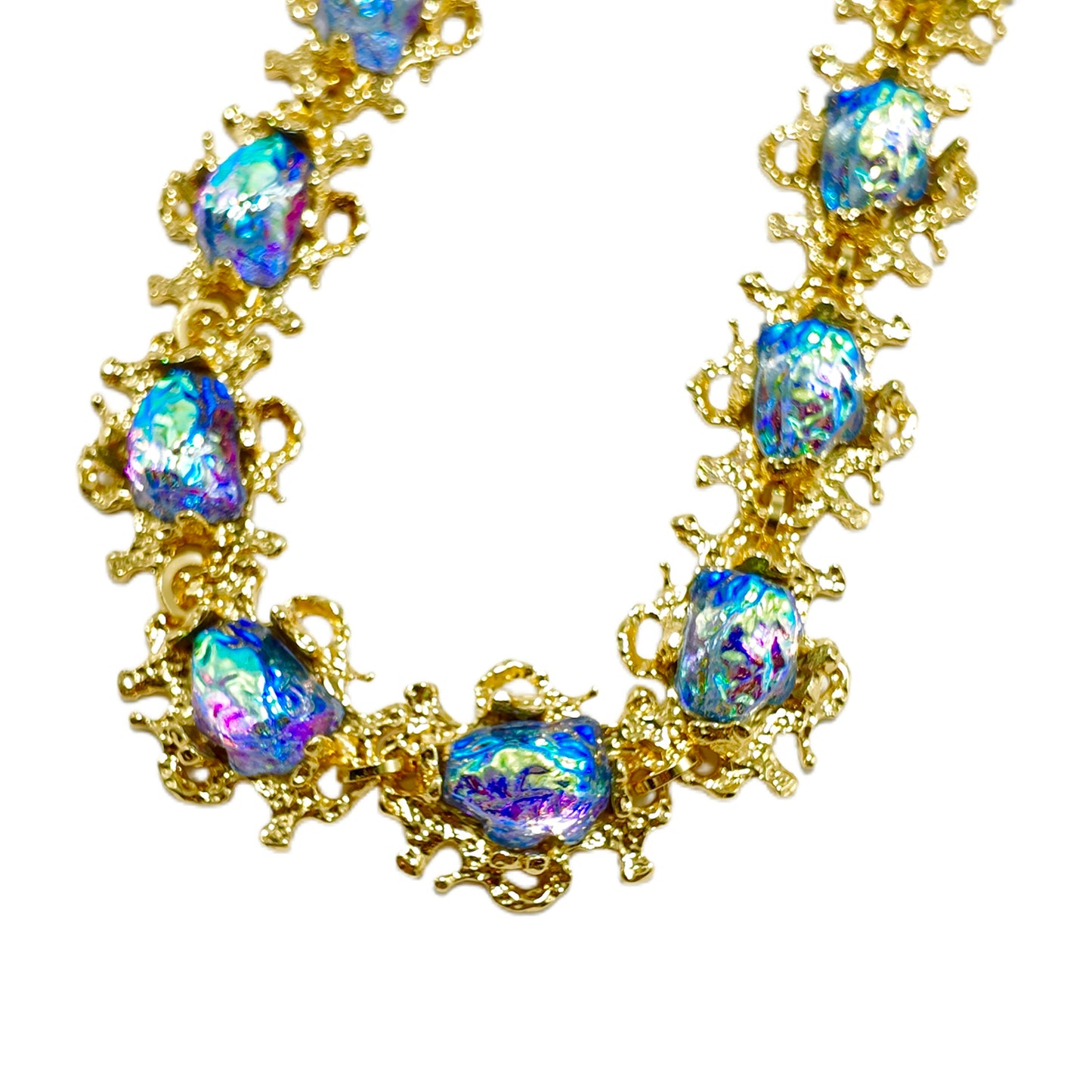 005Gavilane Retro King Blue Glass Heavy Industry Necklace Gorgeous Palace Retro