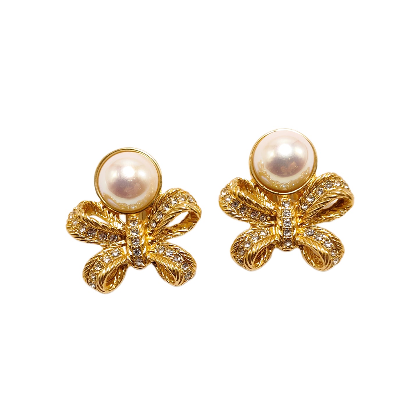 Vintage bow imitation pearl earrings gorgeous palace retro style