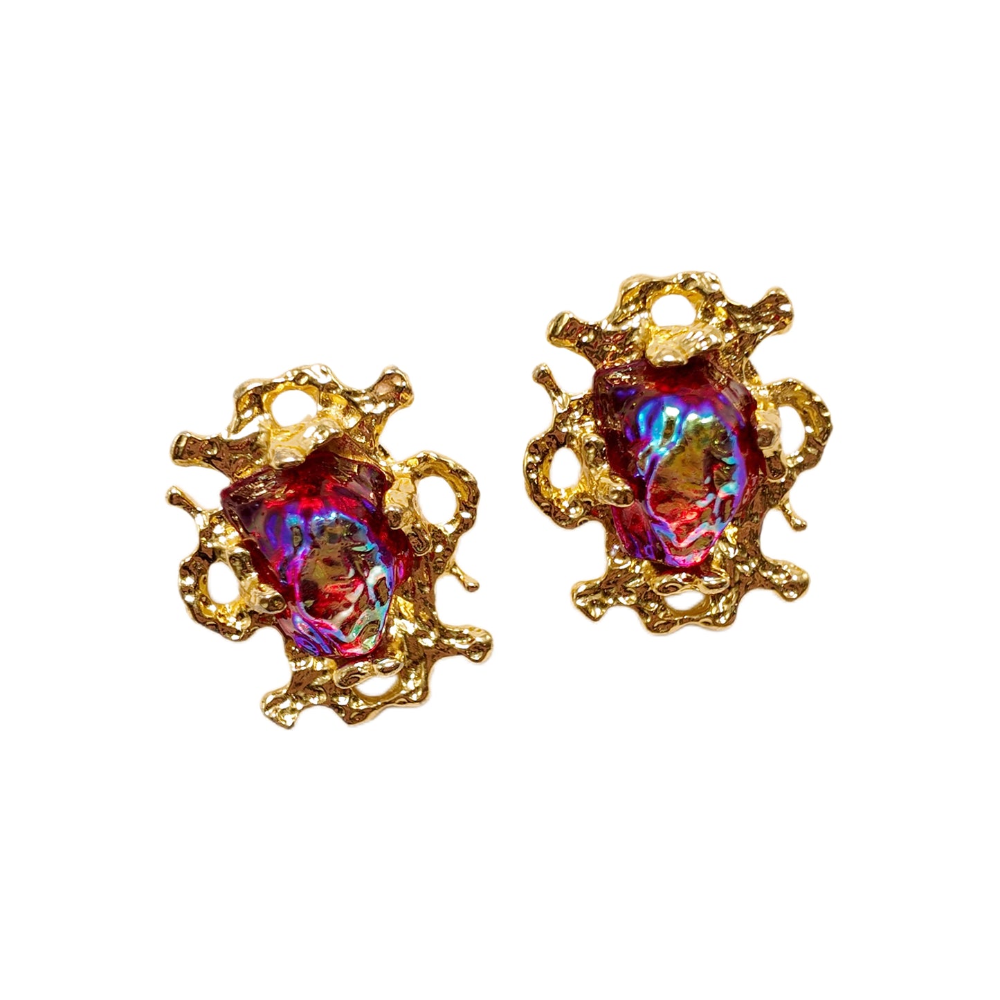 Gavilane the King of Retro Chaparelli Red Aurora Glass Earclip Palace Retro Style