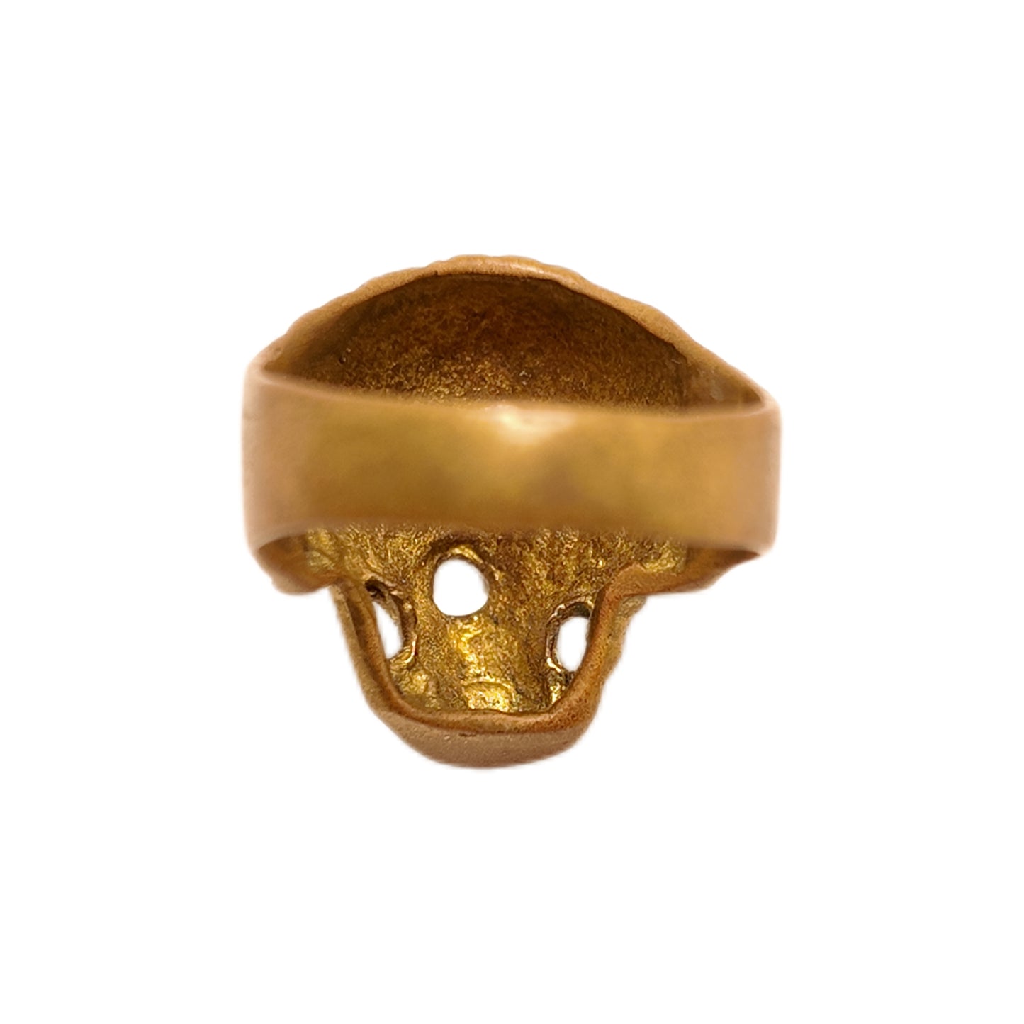Vintage British 1960s brass ring skull carving pattern court retro style