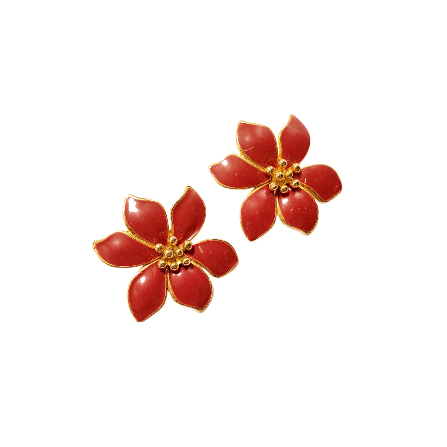 Vintage French 80s Pink Flower Enamel Earclip with Palace Vintage Style