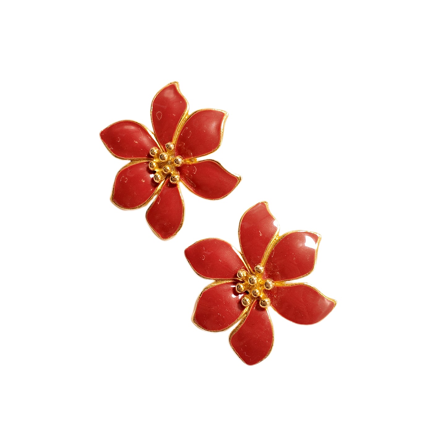 Vintage French 80s Pink Flower Enamel Earclip with Palace Vintage Style