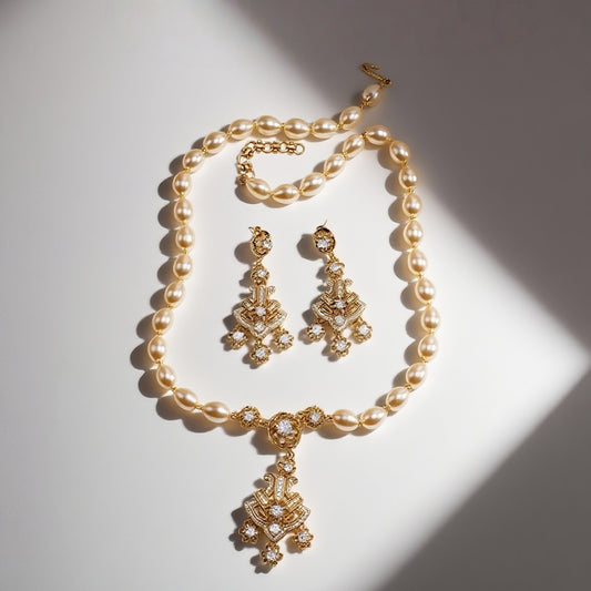 Vintage Baroque tassel heavy industry earring necklace set with palace retro style