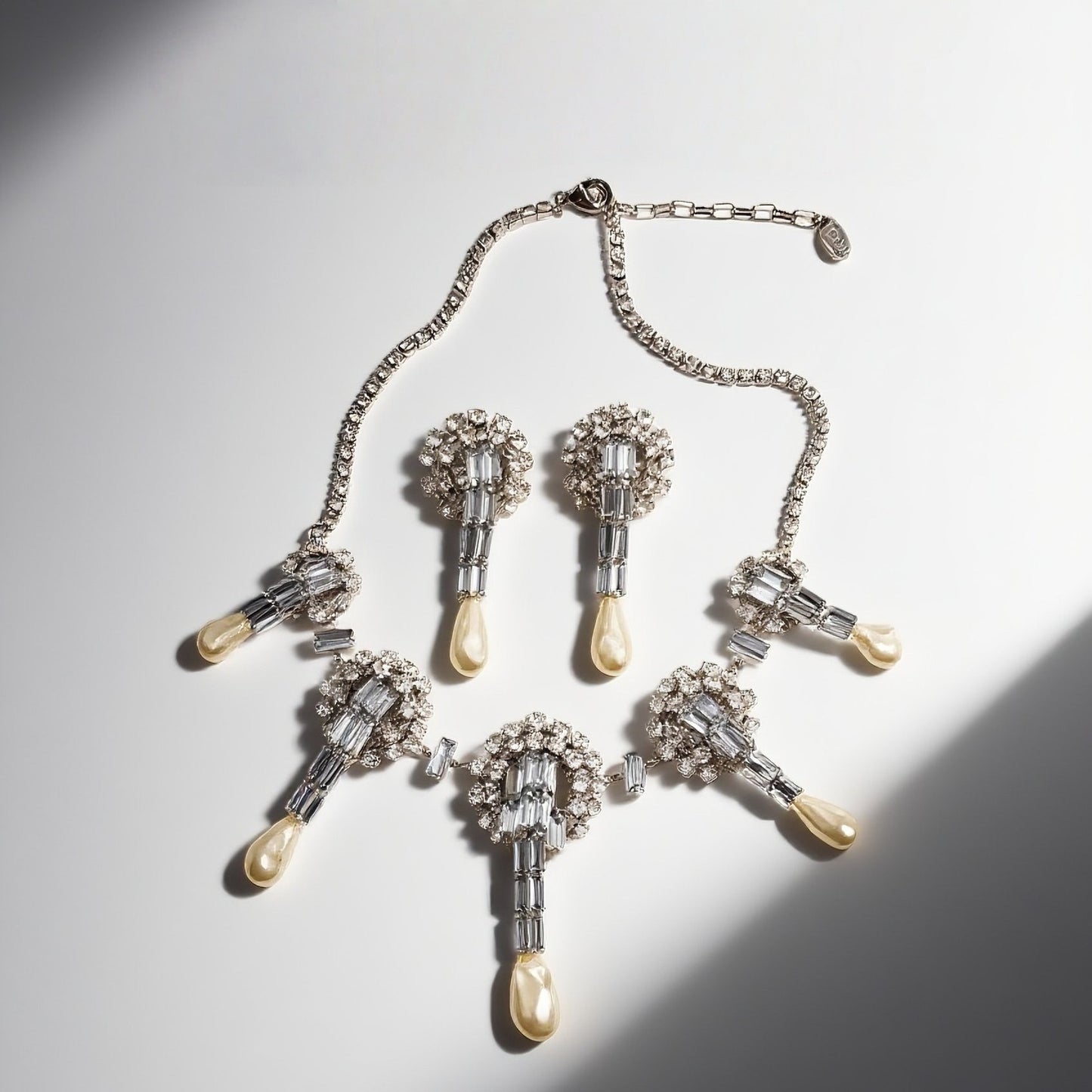 Vintage Baroque Pearl Necklace Earnail Set Gorgeous Retro