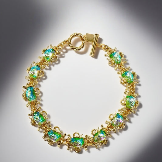 Gavilane Retro King Green Glass Heavy Industry Necklace Gorgeous Palace Retro