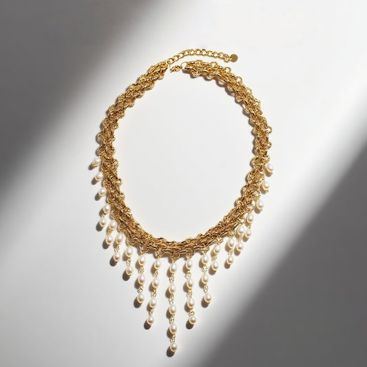 Vintage Baroque Natural Pearl Tassel Necklace Gorgeous Palace Vintage Style