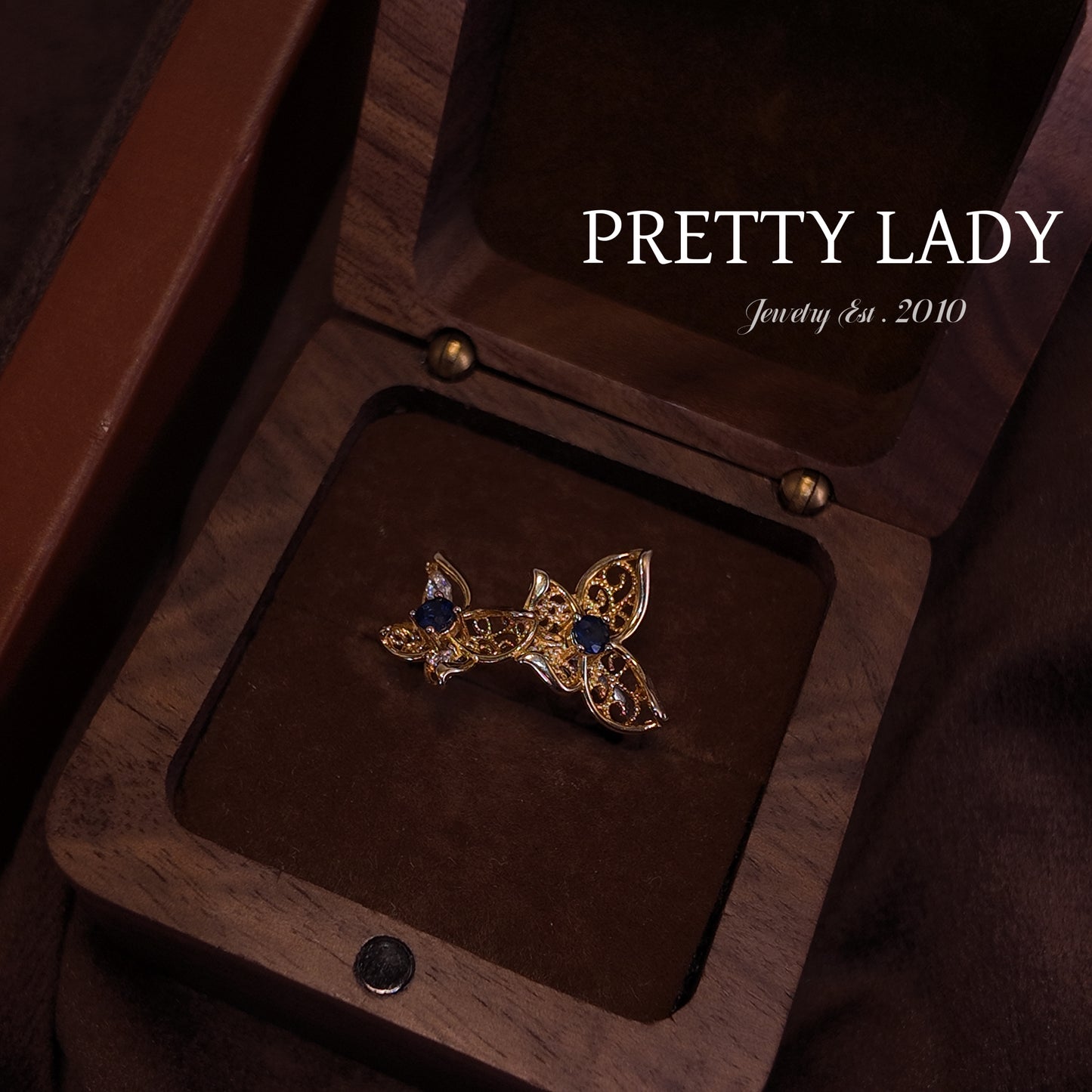 Natural Sapphire Open Ring S925 Pure Silver Two Flowers Three Dimensional Diamond Set Palace Retro