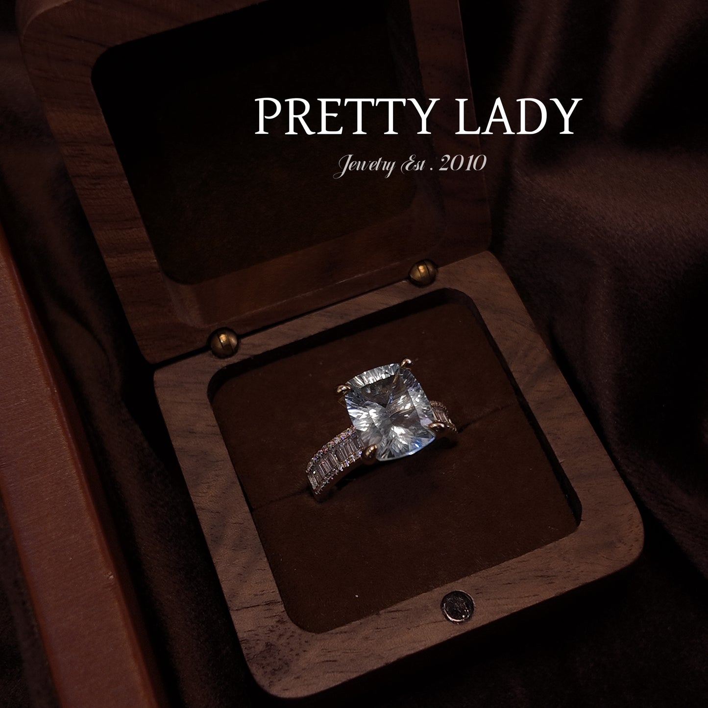 Natural Topaz Open Ring S925 Solid Silver Rectangular Three Dimensional Floating Inlay with Zircon Set Palace Vintage