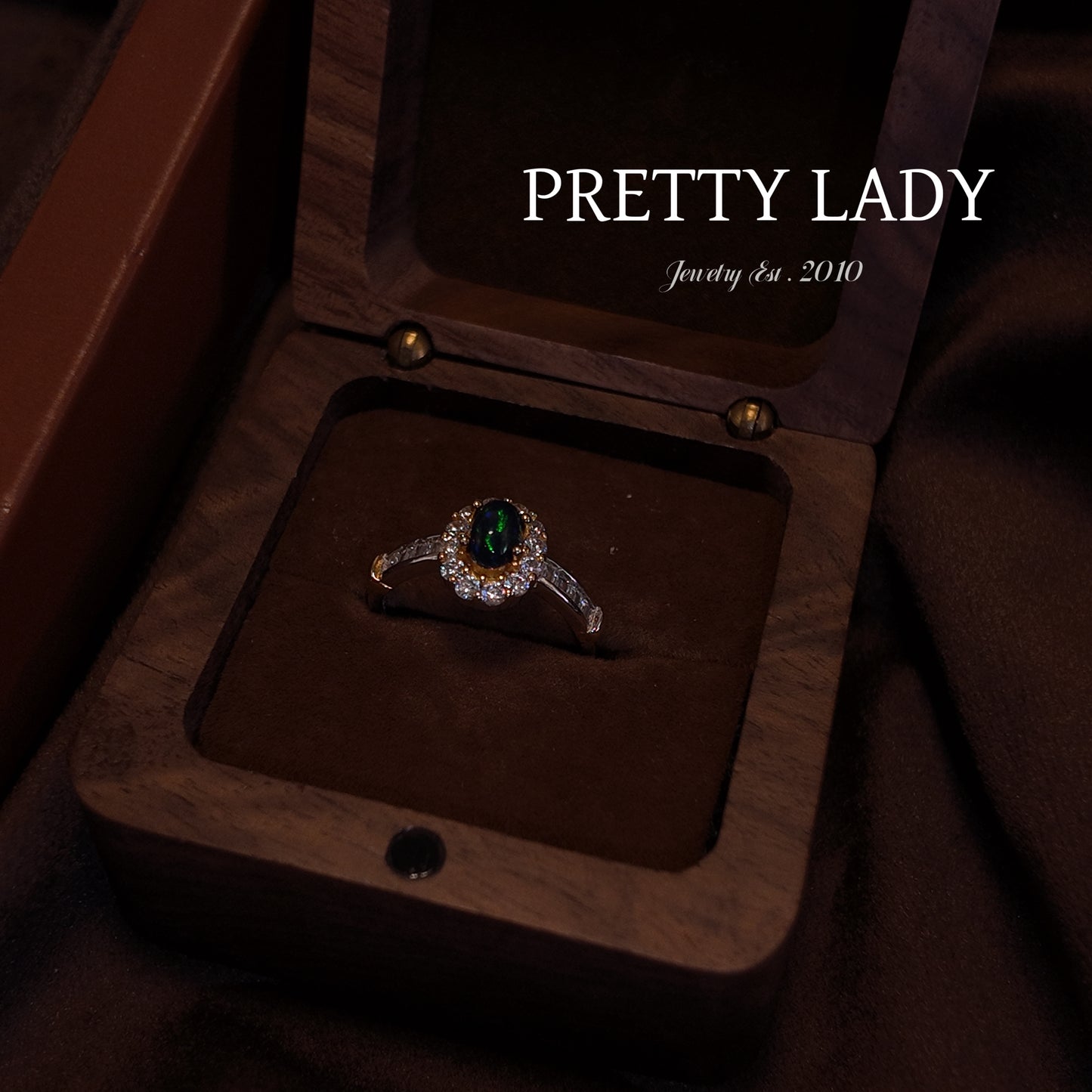 Natural Black Opal Stone Open Ring S925 Pure Silver Oval Edged with Diamond Set Design Imperial Retro