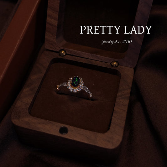 Natural Black Opal Stone Open Ring S925 Pure Silver Oval Edged with Diamond Set Design Imperial Retro